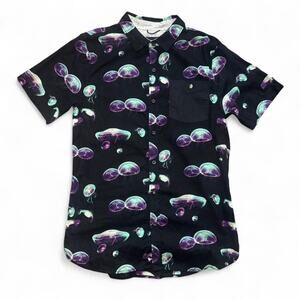 Modern Amusement PACSUN VTG 2010s Jellyfish Print Black Button-Down Shirt — MED